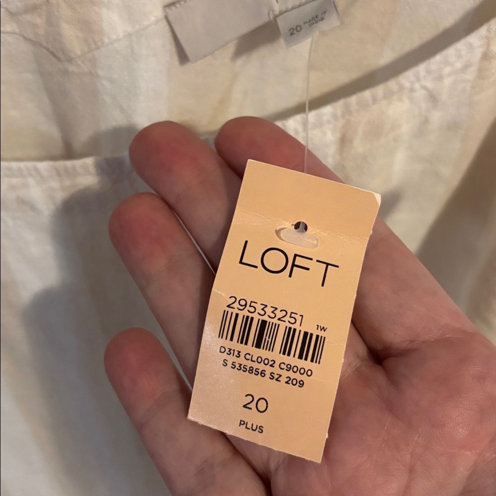 LOFT Beige Striped Blouse nwt size 20 linen blend - Picture 5 of 6